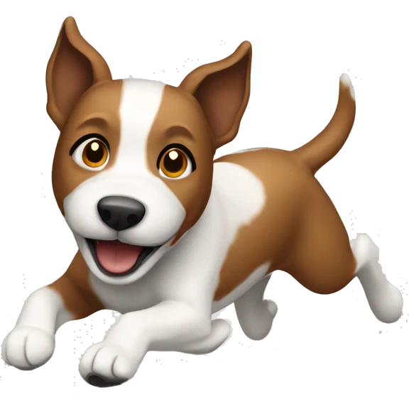 Brown white Terrier dog running  emoji