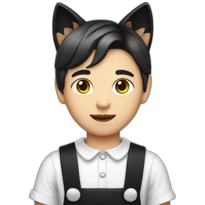 Boy with a french maid outfit and cat ears on his head emoji