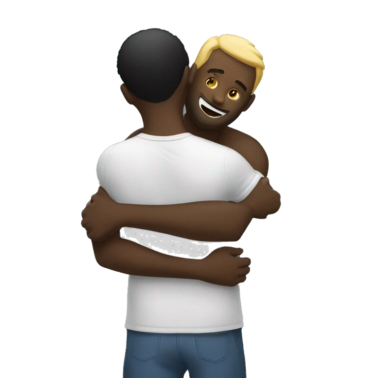 White guy hug a black guy emoji