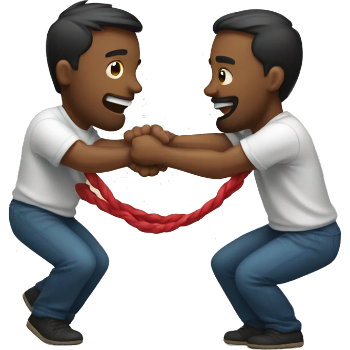 men straining at  tug of war  emoji