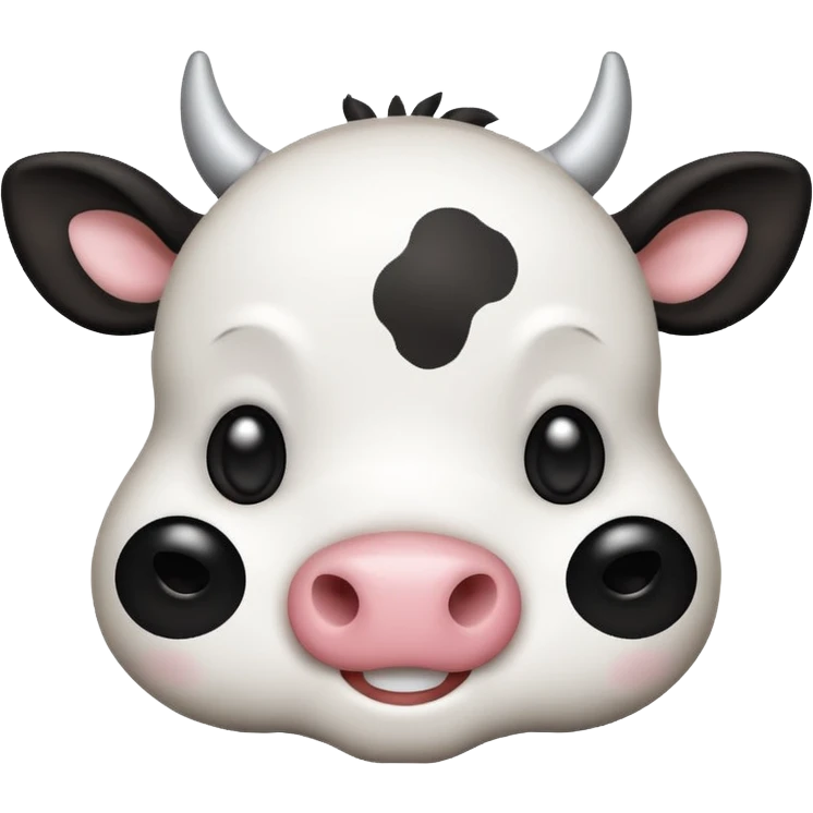 simple kawaii cow face, very simple dot eyes, vey big pupils emoji