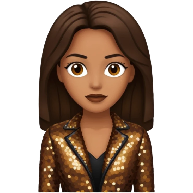 Cindy Herron from En Vogue with tan skin, long dark brown black sequin outfit emoji