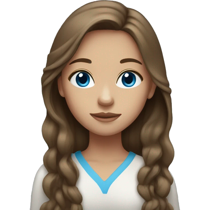 girl with long brown hair, light skin, blue eyes  emoji