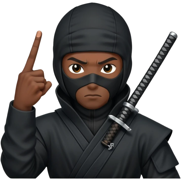 A black ninja sticking up the middle finger  emoji