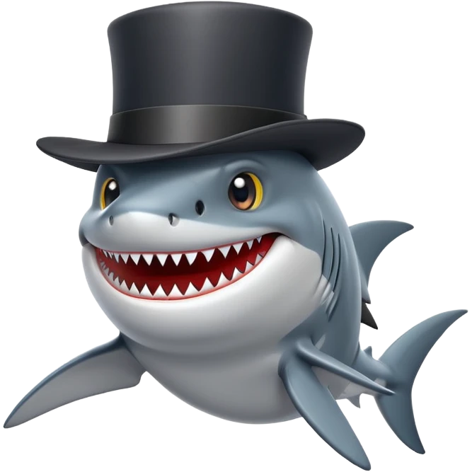 Shark with a top hat emoji
