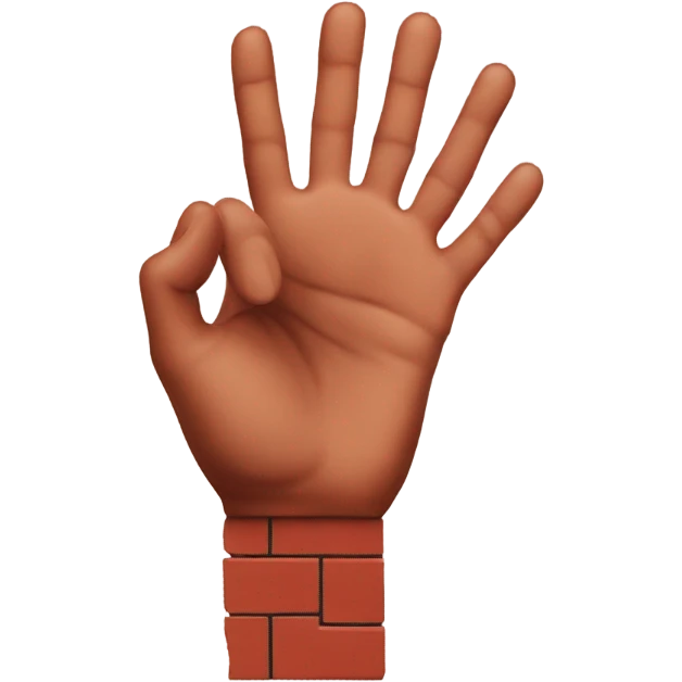 A hand holding a brick  emoji
