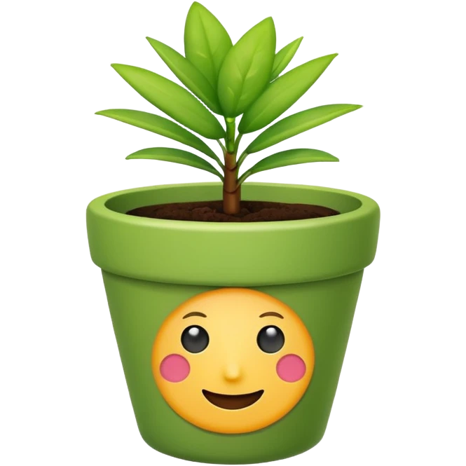 top view of a flower pot with a small plant, emoji style emoji