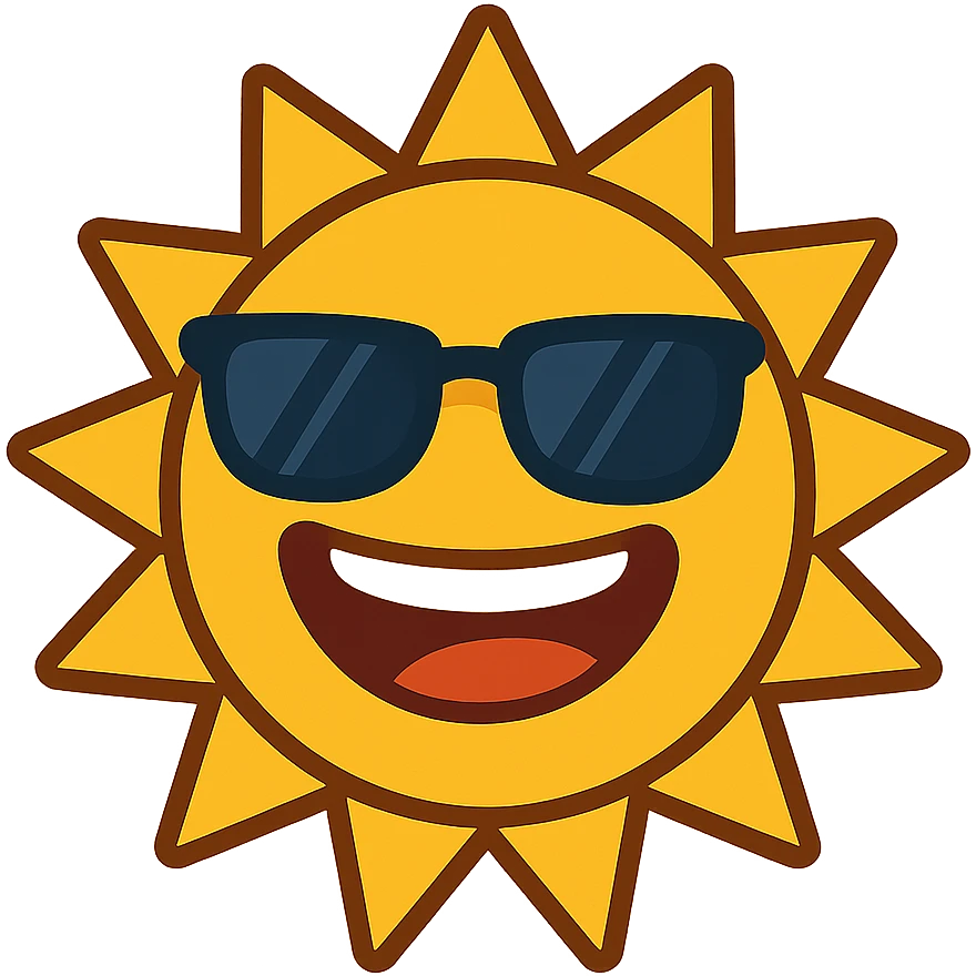 happy sun with sunglasses and a big smile emoji