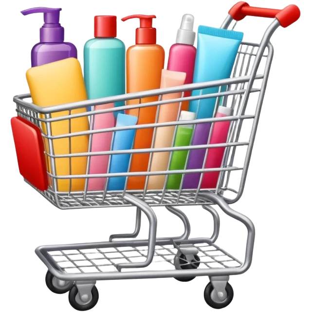 shopping cart full of beauty products emoji
