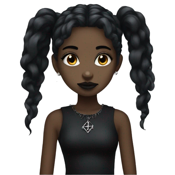 Goth girl with black girl emoji