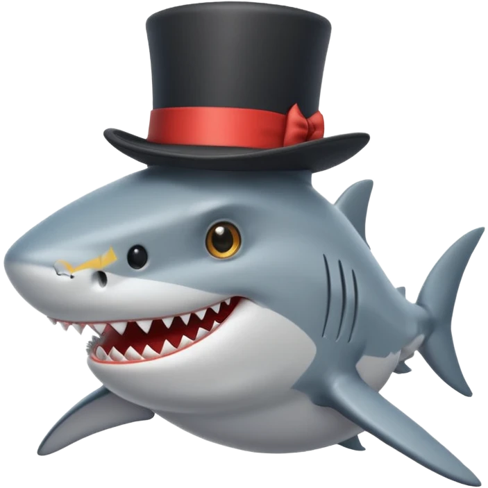 Shark with a top hat emoji