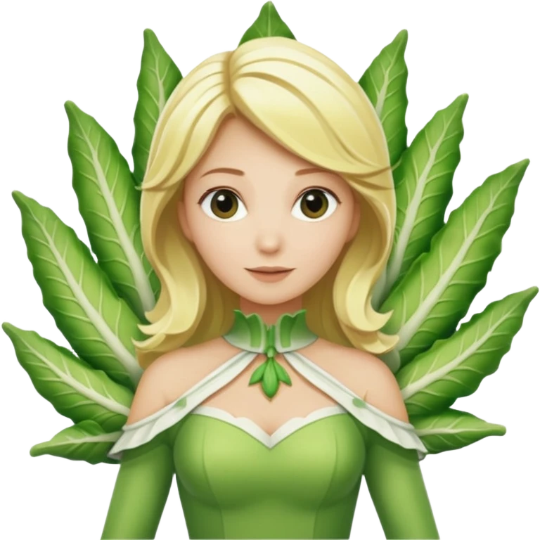 Femme blonde 👩🏼 déguisée en costume d’endive géante  emoji