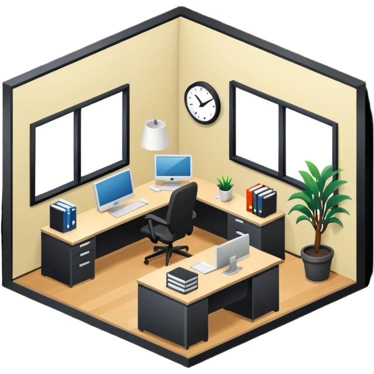 office room of designers isometric emoji