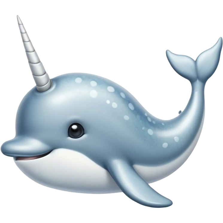 Cinematic Noble Cute Narwhal Portrait Emoji, Poised and graceful, with a streamlined, gently curved body clad in mottled, silvery-gray skin, accented by a long, spiraled ivory tusk and wide, expressive eyes radiating playful intelligence, Simplified yet sharp and sophisticated features, highly detailed, glowing with a cool, frosted ocean glow, high shine, intelligent and enigmatic, stylized with an air of whimsical marine majesty, focused and graceful, soft glowing outline, capturing the essence of a watchful and confident cute narwhal that appears ready to glide out of the screen with effortless charm! emoji