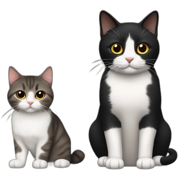 Black cat and Scottish fold brown cat emoji