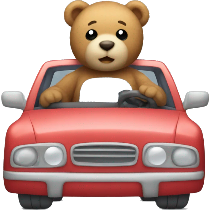 teddy bear in a car emoji