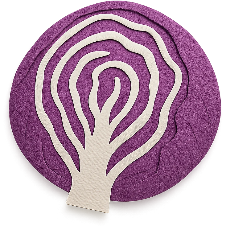 red cabbage with layered paper look and textured paper craft style emoji