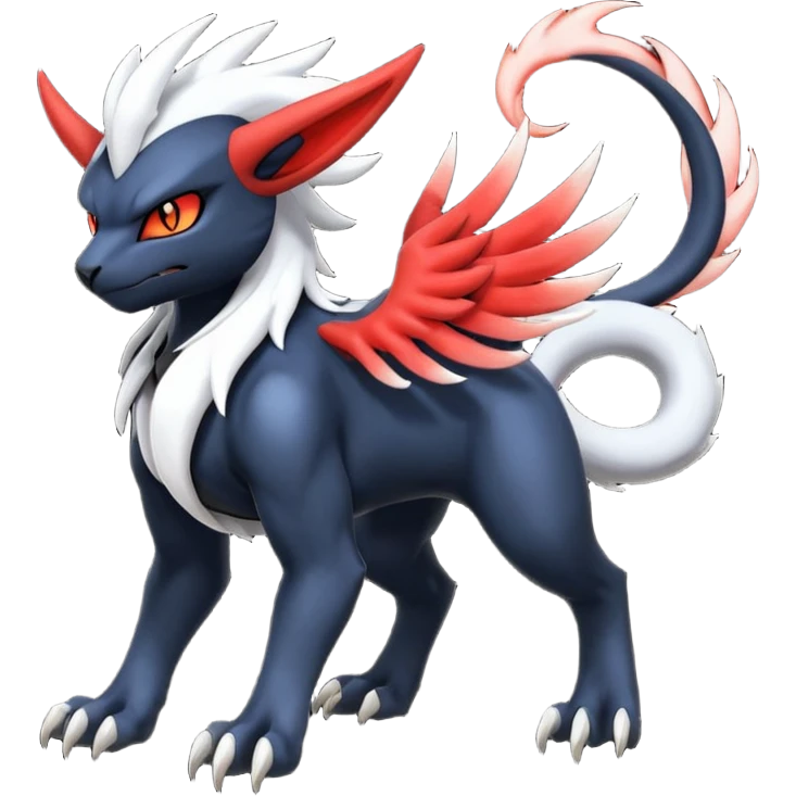 Handsome cool badass edgy Absol-Litten-Darkrai-Giratina-Yveltal-Pokémon-Fakémon-fusion-hybrid-creature emoji