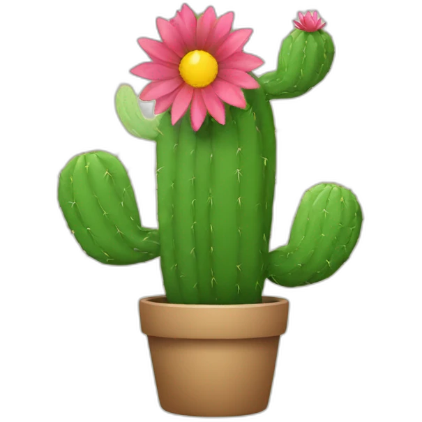 cactus holding a flower emoji
