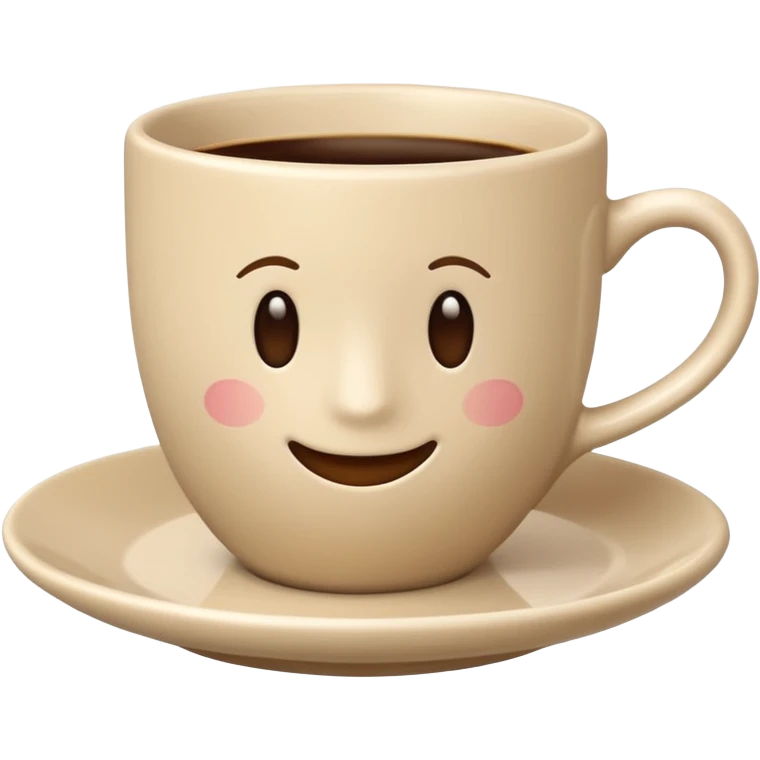 classic light beige coffee cup on light saucer, no decoration, emoji style emoji