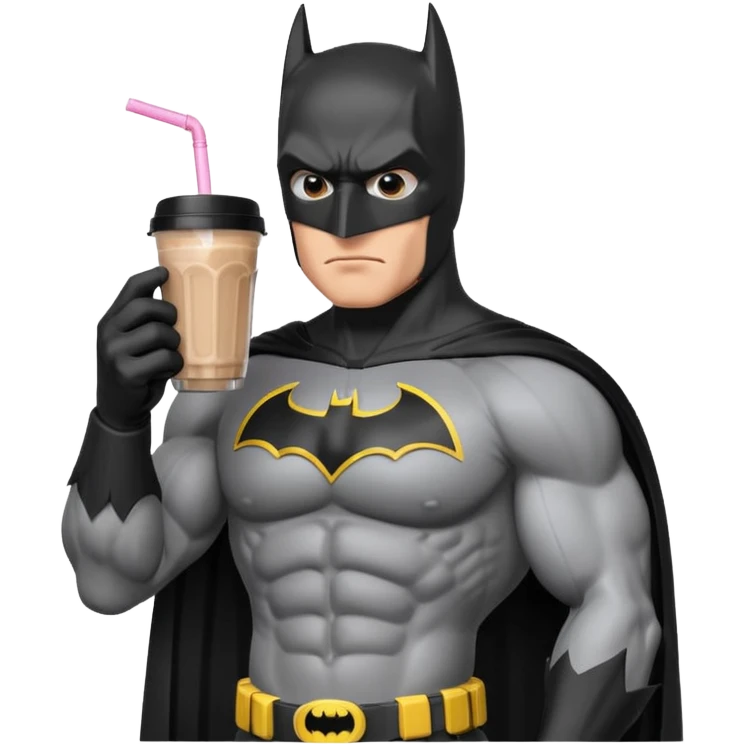 batman eating protein shake looking at his watch emoji