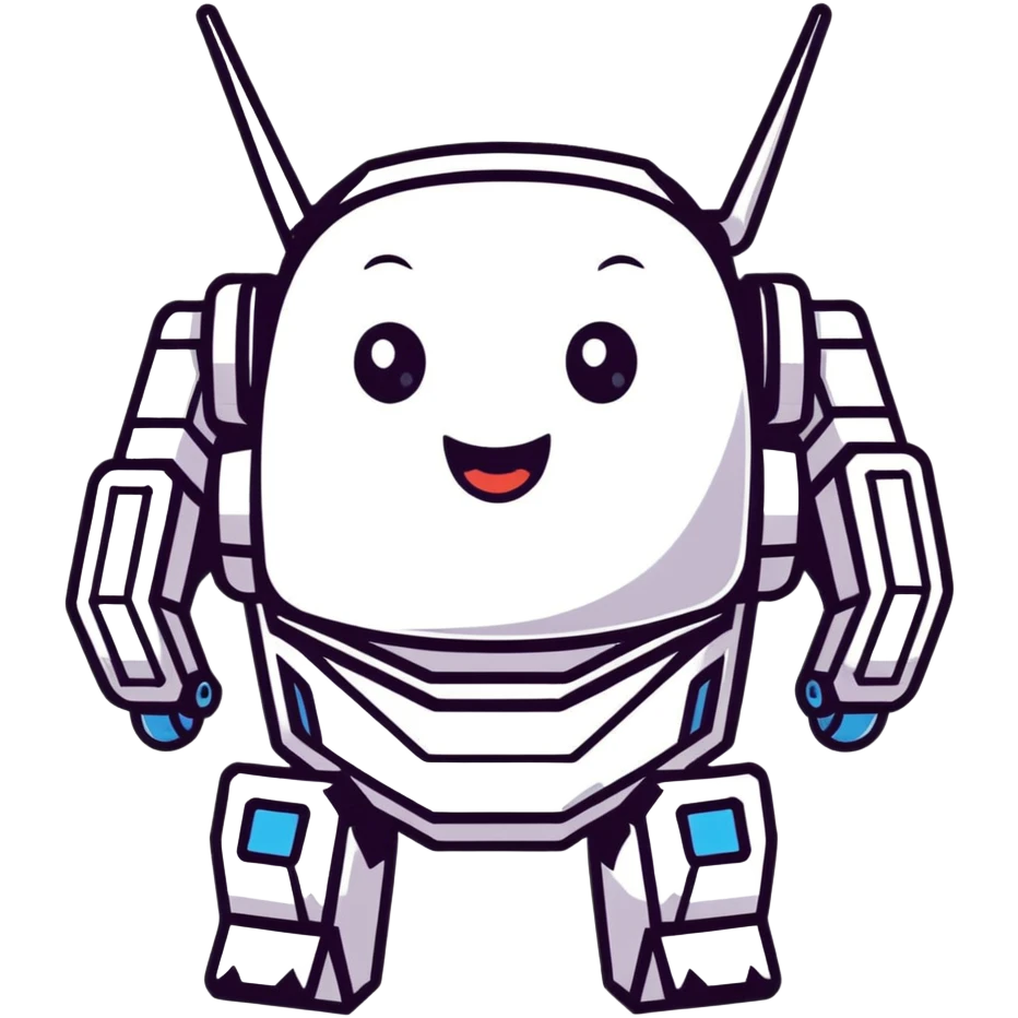 futuristic transformer robot with a big grin laughing emoji