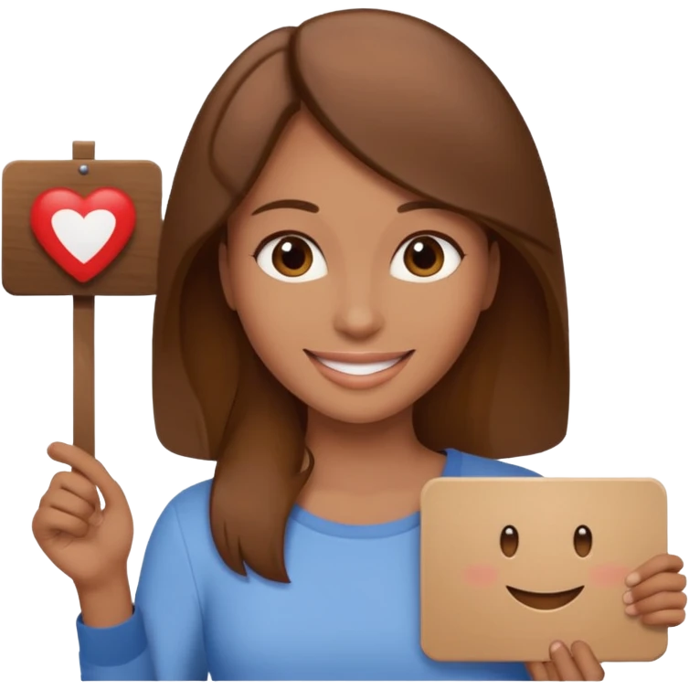 brown haired women with a sign with "Sosholondas" on it emoji