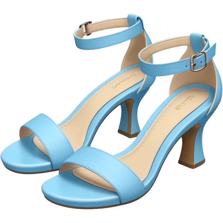 A 3D cartoon sky-blue open-toe sandal with ankle straps and smooth curved sole, isolated plain background, Memoji-style rendering. emoji