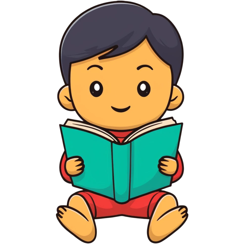 Young Indonesian child reading a book emoji