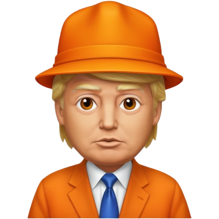 Donald Trump wearing a orange hat emoji