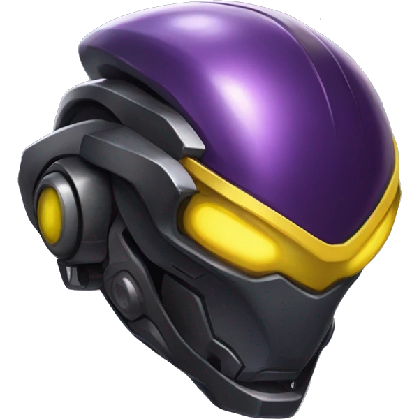 a shiny black-purple-yellow Genesect-Raptor-Fakémon—hybrid with a futuristic visor-helmet full bod emoji