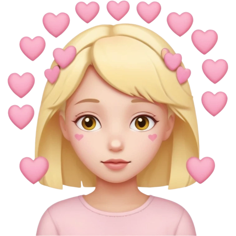 A girl with hearts around her head in soft pink, beige and yellow pastel colors emoji