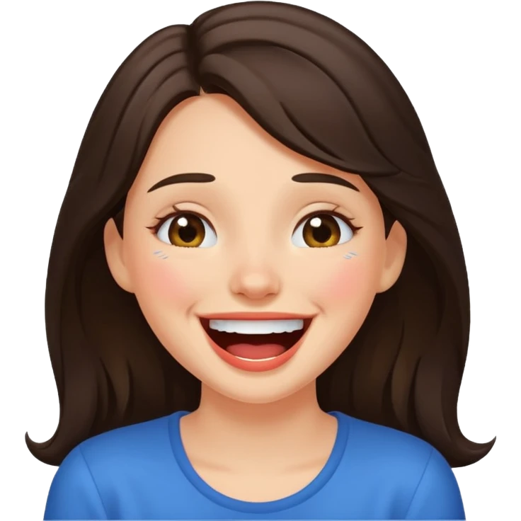 Brunette girl crying with laughter emoji