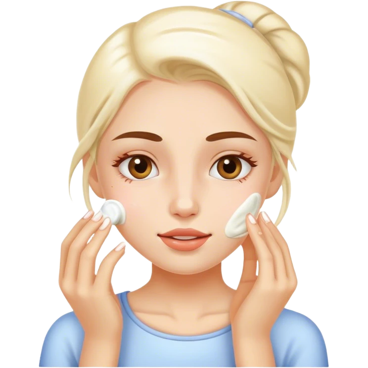 white girl applying cream on face emoji