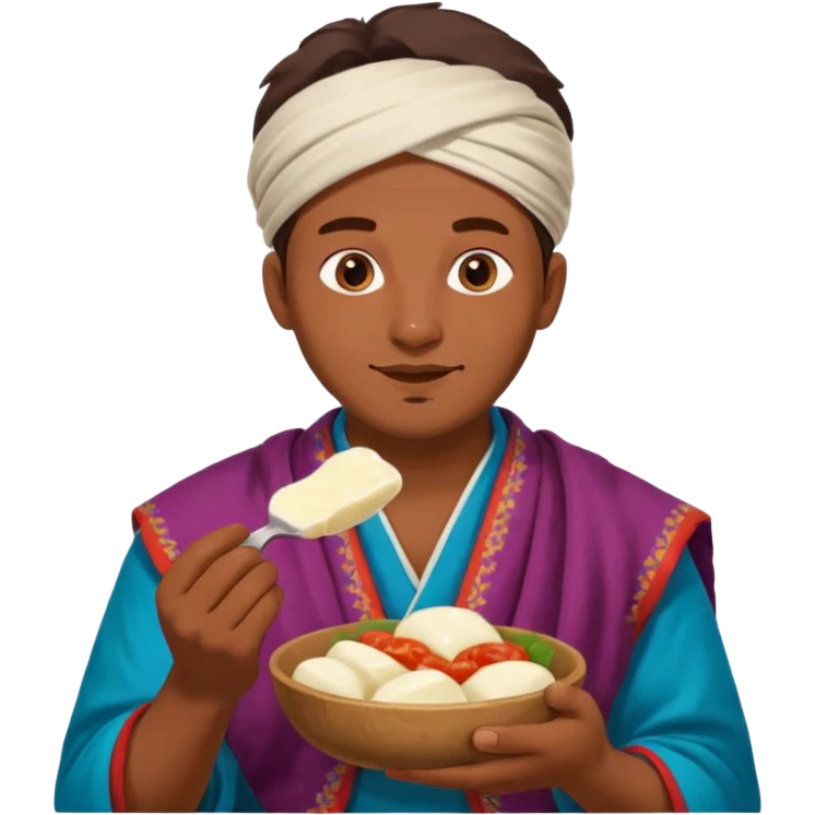 some guy eating 1kg of mozzarella, make it nepalese, more brown emoji