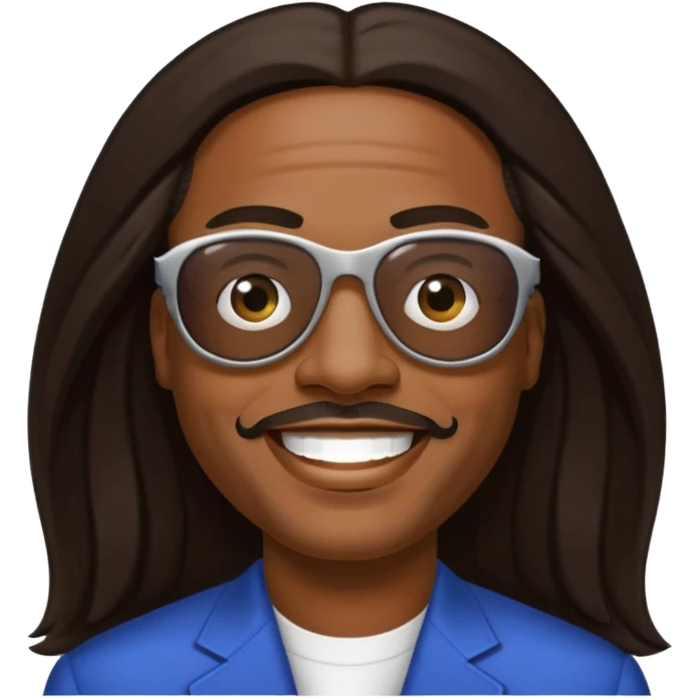 Stevie Wonder with dark brown long hair emoji