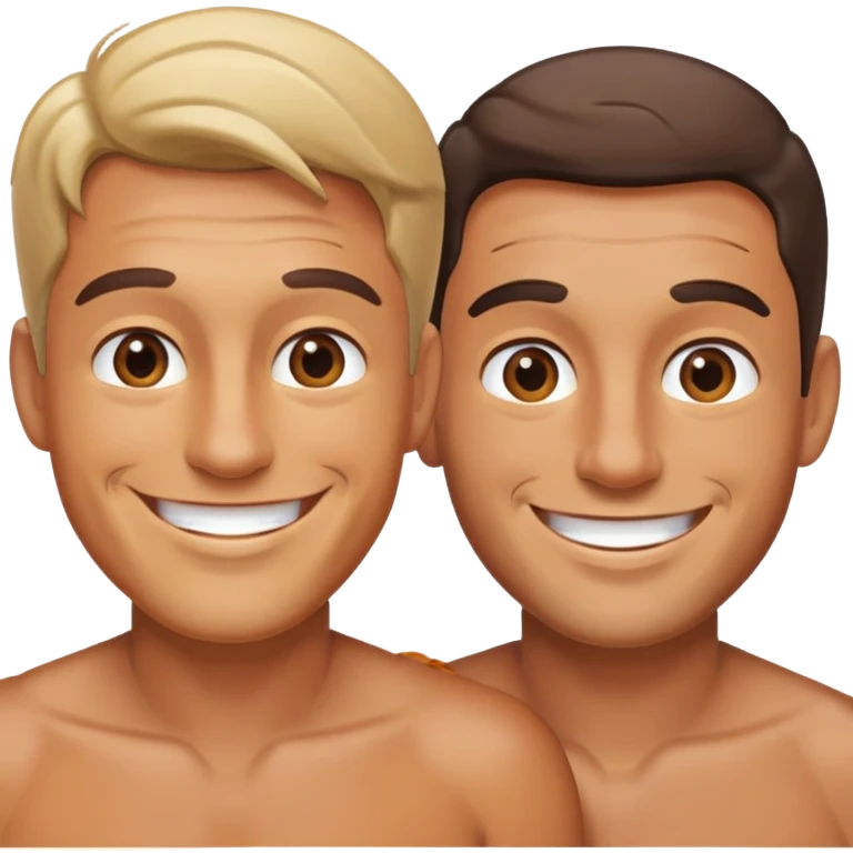 Two men touching tips emoji