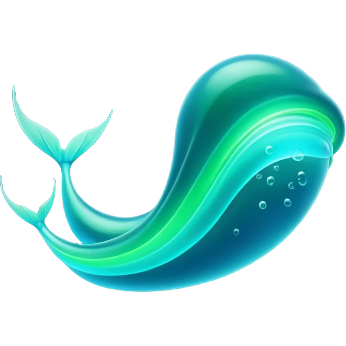 3D render of Plankton Wave, bioluminescent deep sea style, glowing neon blue and green lights, dark background to contrast the glow, translucent organic textures. emoji