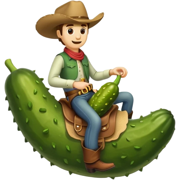 Cowboy riding a pickle emoji