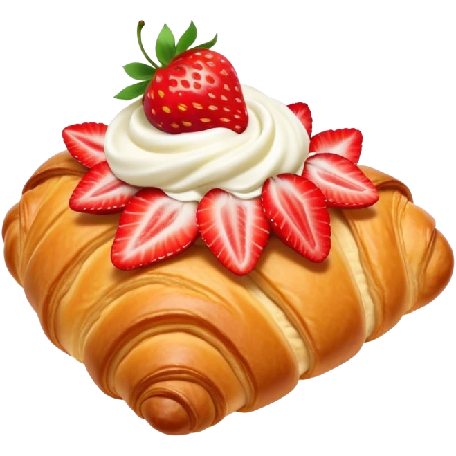 Brioche croissant filled with creamy mascarpone and strawberries emoji