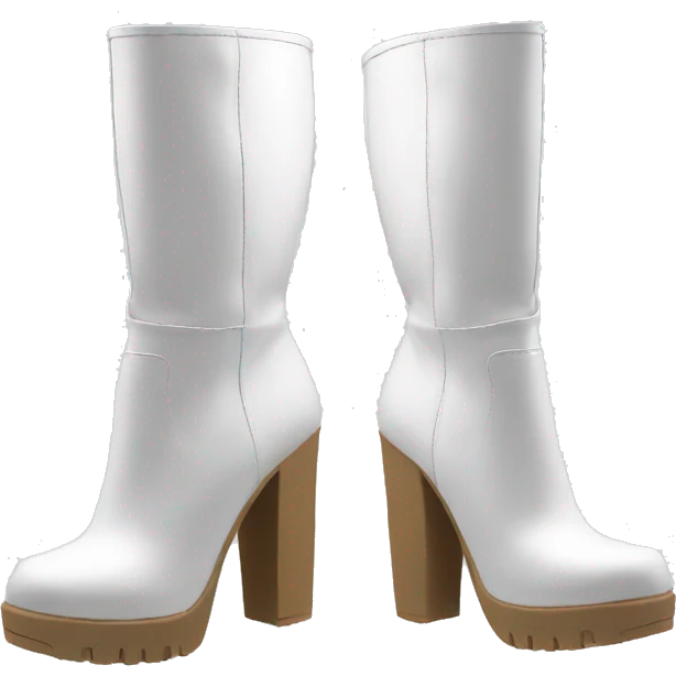 white knee high chunky heel boots emoji