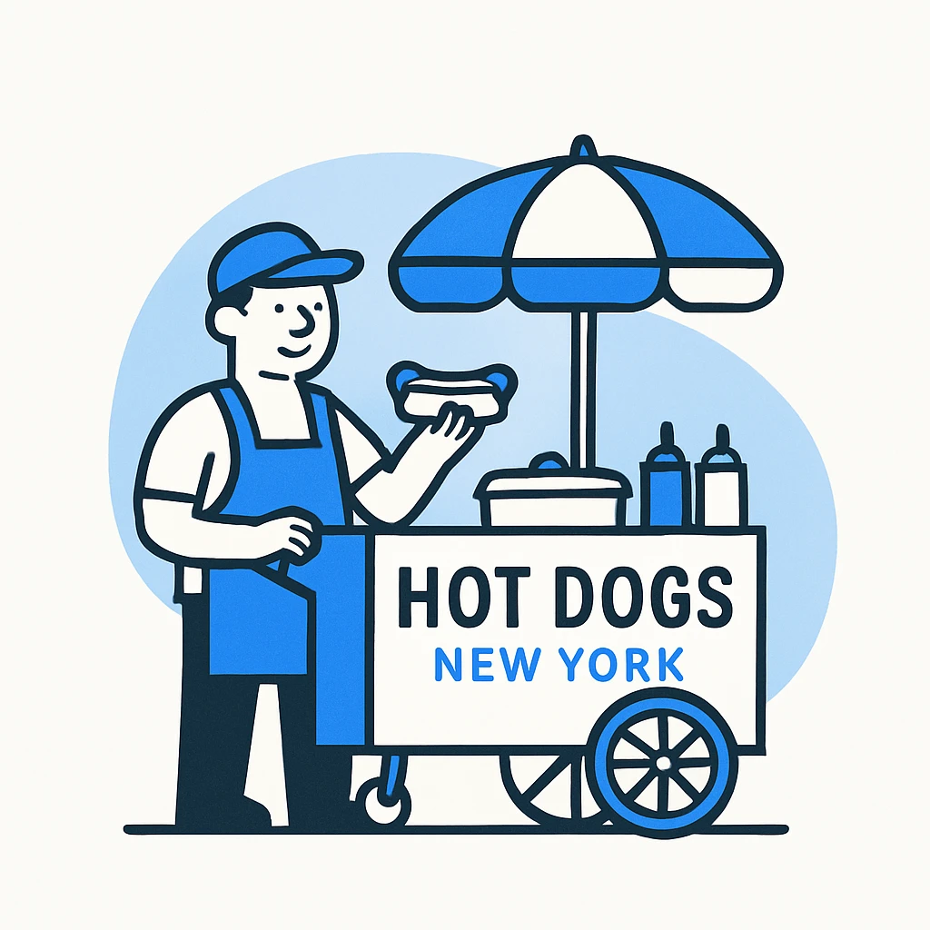 hotdog seller in New York with cart emoji