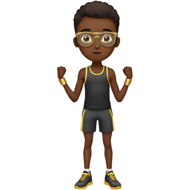 skinny black boy in gym outf with gold glasses emoji