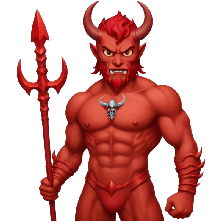 red satan with Poseidon trident emoji