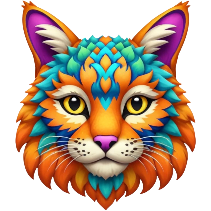 Colorful Bobcat-fusion-hybrid-creature emoji