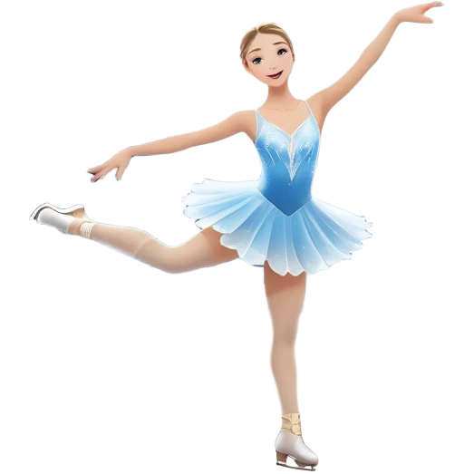 An icon showing The rink is illuminated by soft light beams, with cheering spectators in the stands. Snowflakes gently fall, adding to the magical atmosphere. a graceful figure skater performing a spin on the ice in a grand ice palace. Transparent background highlights elegance and artistry. emoji