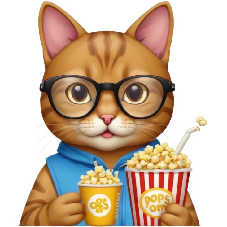 cat with with rapper popcorn with opticals emoji