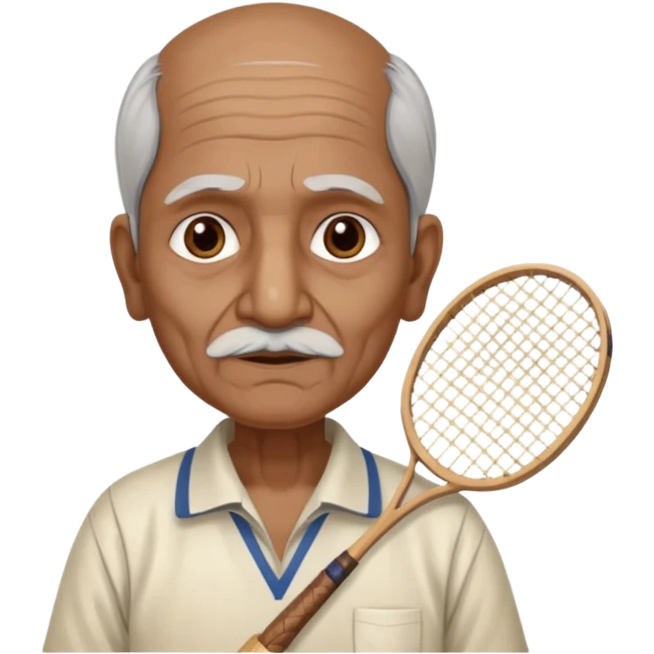 ancient guru india old man with 1 badminton racket emoji