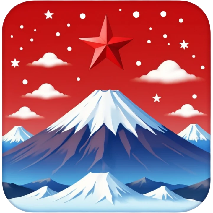 Mount Fuji with red color and a star on top emoji