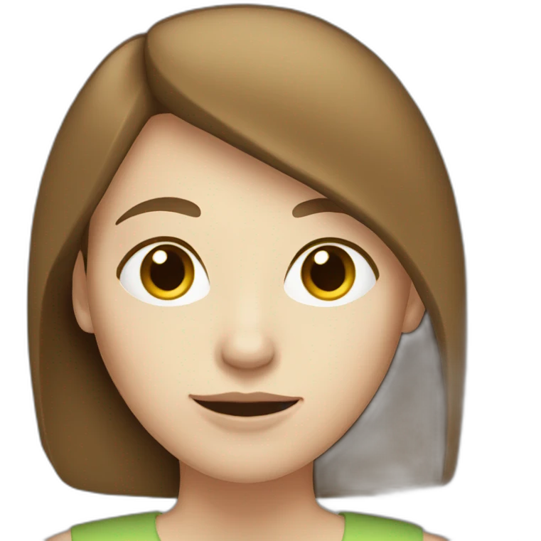 woman with brown hair and pale skin hidden by computer emoji